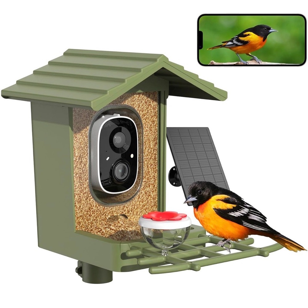Smart Bird Feeder Camera with AI | Solar Powered, 2.5K HD Video, Motion Alerts